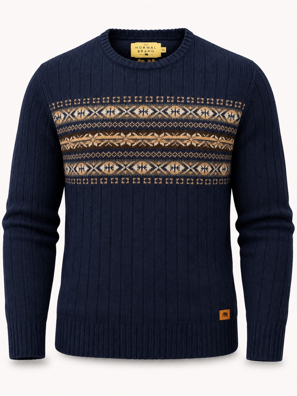 The Normal Brand Fair Isle Sweater Men’s XL Navy Wool Blend GUC